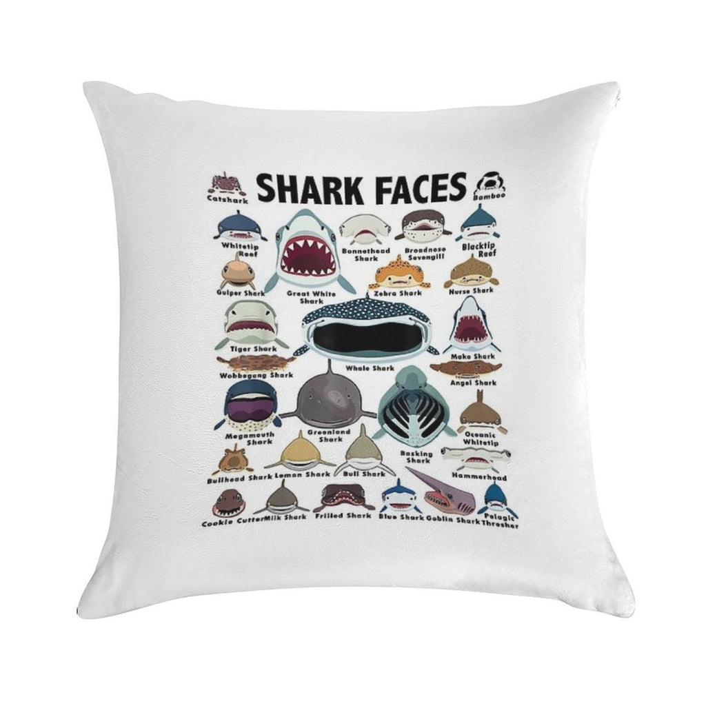 Types Of Shark Identification - Shark Faces - Shark Heart Soft Ultra-Soft Texture Throw Pillow