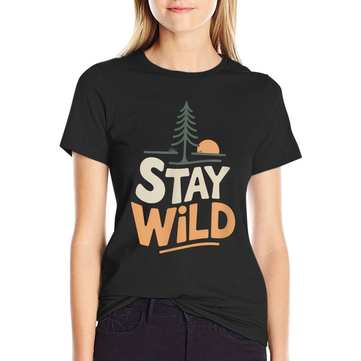 Stay Wild Adventure Nature Freedom Outdoors  Summer-ready Fabric T-Shirt