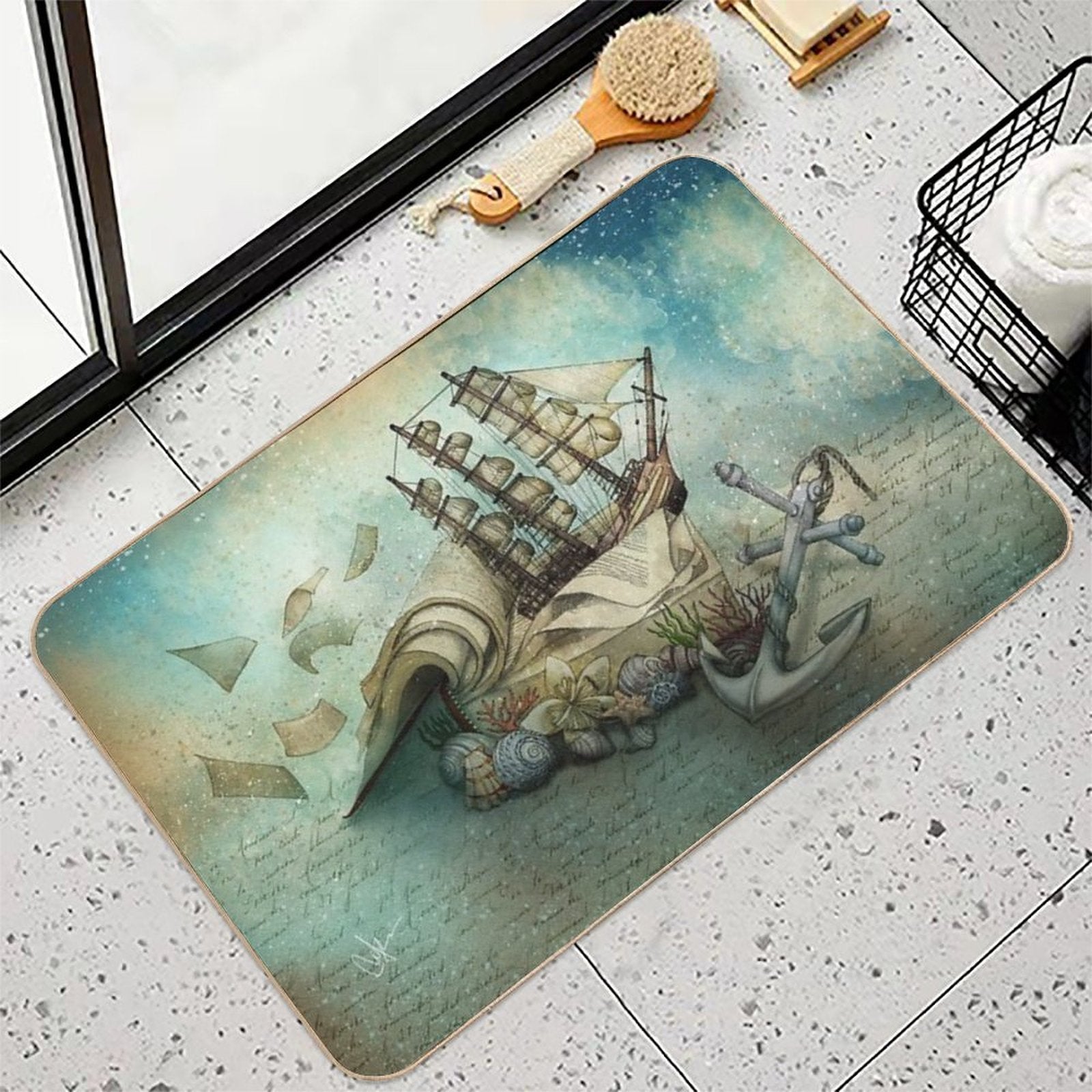 Now I Lay Me Down to Read, I Travel Leagues before I Sleep  Rapid-Drying Bath Mat