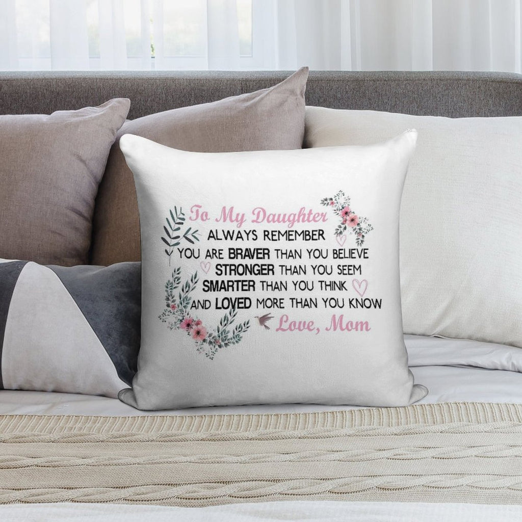 Gifts for Daughter From Mom, Daughters Birthday Gift, Heart with Inspirational Words, to My  Daughter, Body Burlap Throw Pillow Soft Anti-Pilling Throw Pillow