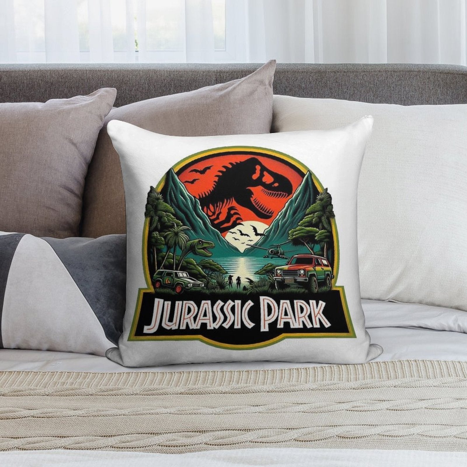 Jurassic Park Soft Shrink-Resistant Throw Pillow