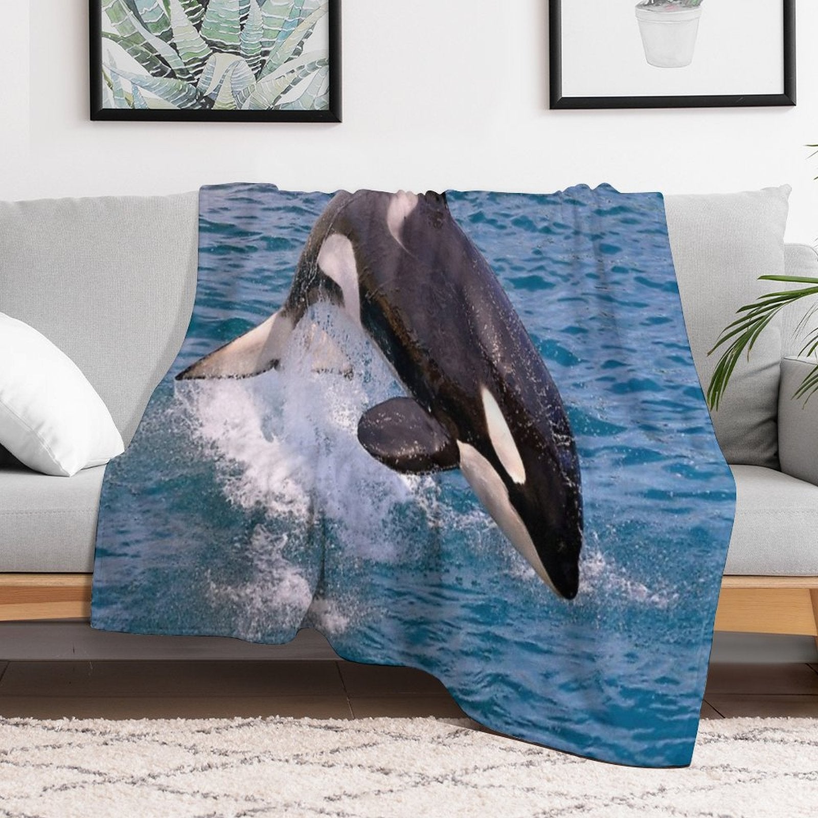 Killer Whale Orca Jumping Gift-ready Throw Blanket