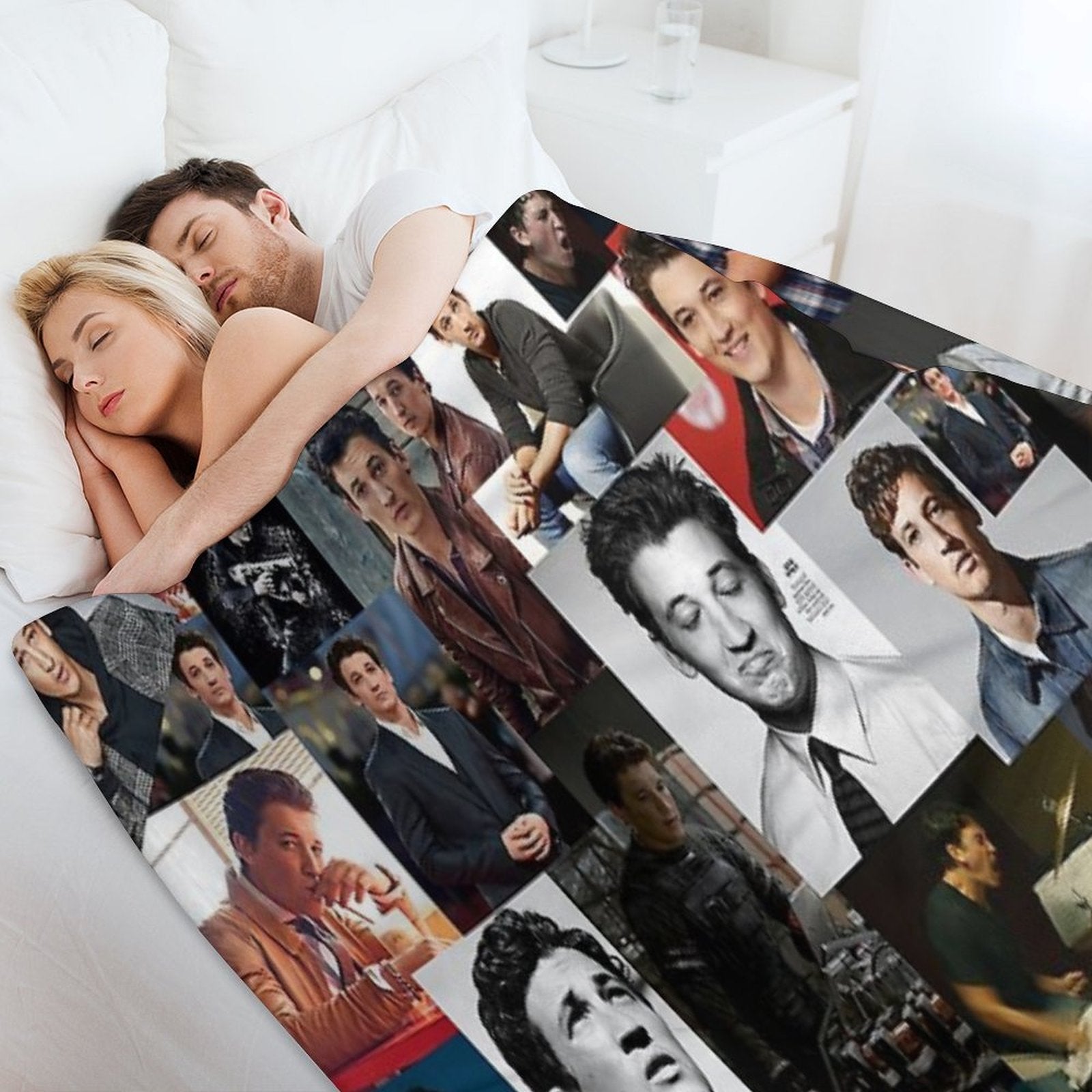 Miles Teller Abstract Square Photos Seamless Collage All-season Throw Blanket