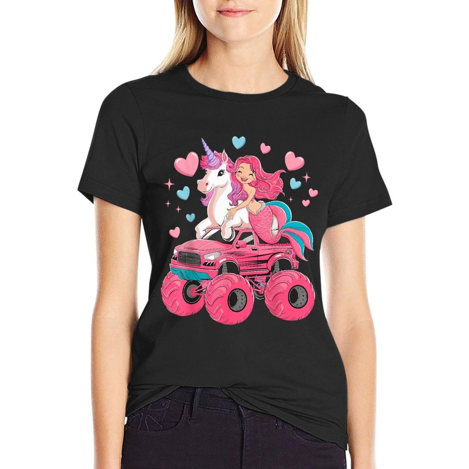 Mermaid Unicorn Monster Truck Birthday Party Monster Truck  Eco-friendly Material T-Shirt