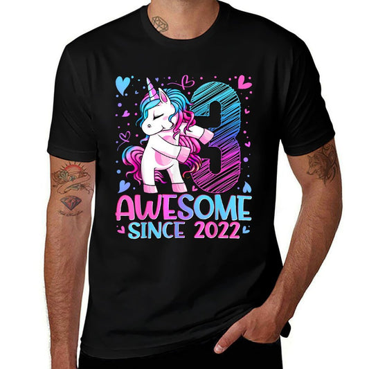 3 Year Old Unicorn Gifts For Girls 3rd Birthday Girl Party  Tagless Design T-Shirt