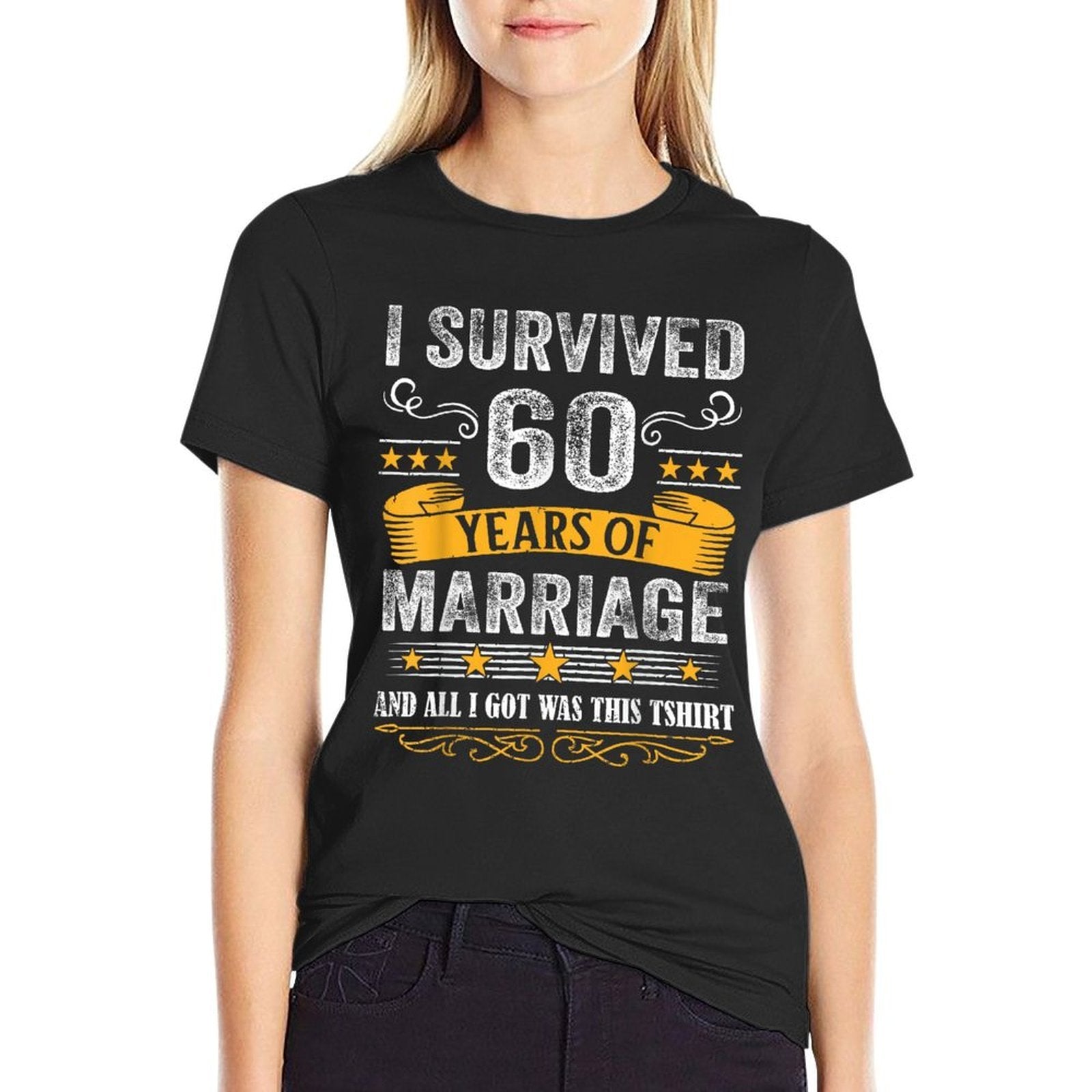 60th Wedding Anniversary Shirt Couples Husband Wife 60 Years Comfortable T-Shirt