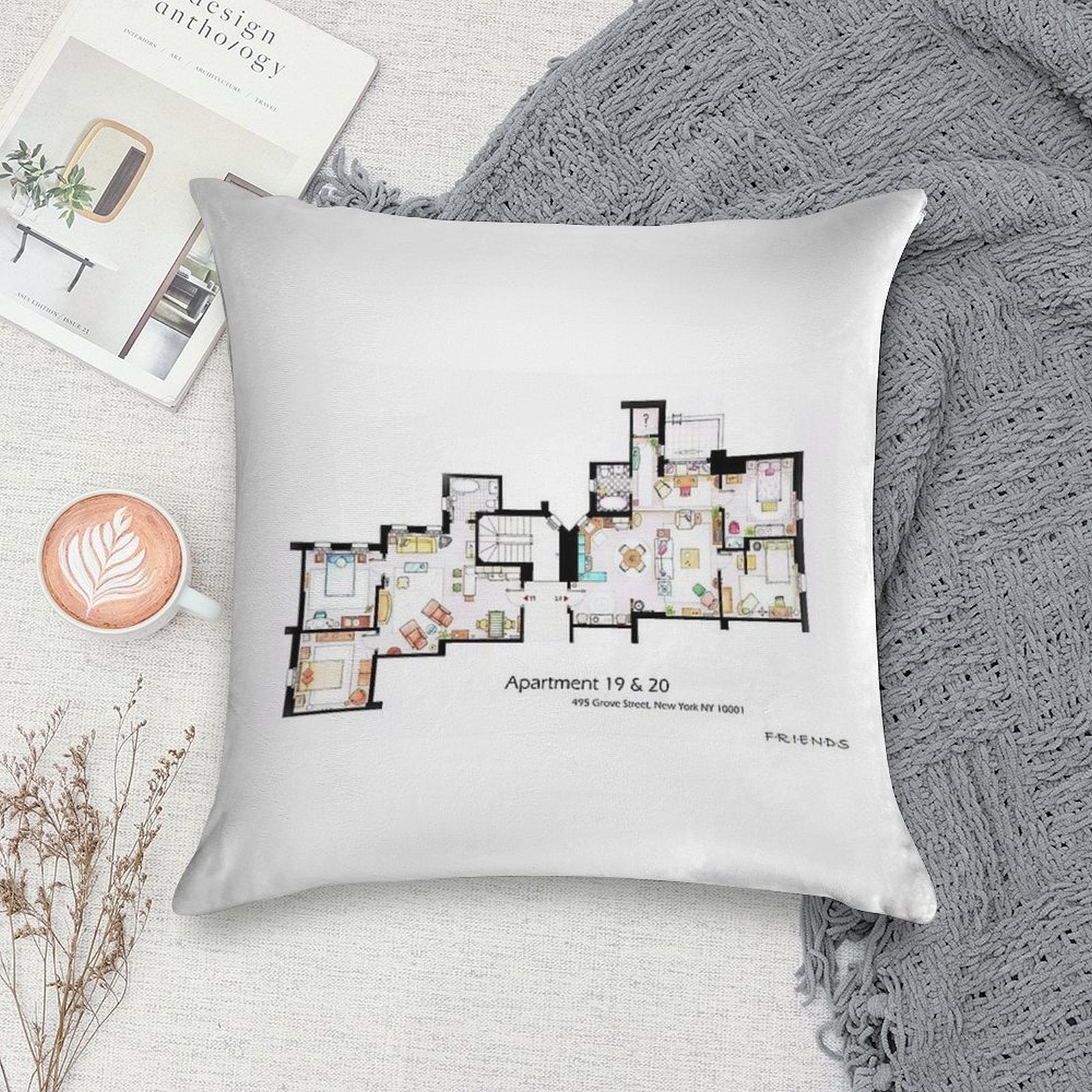 495 Grove Street, New York NY 10001 Soft Multiple Sizes Throw Pillow