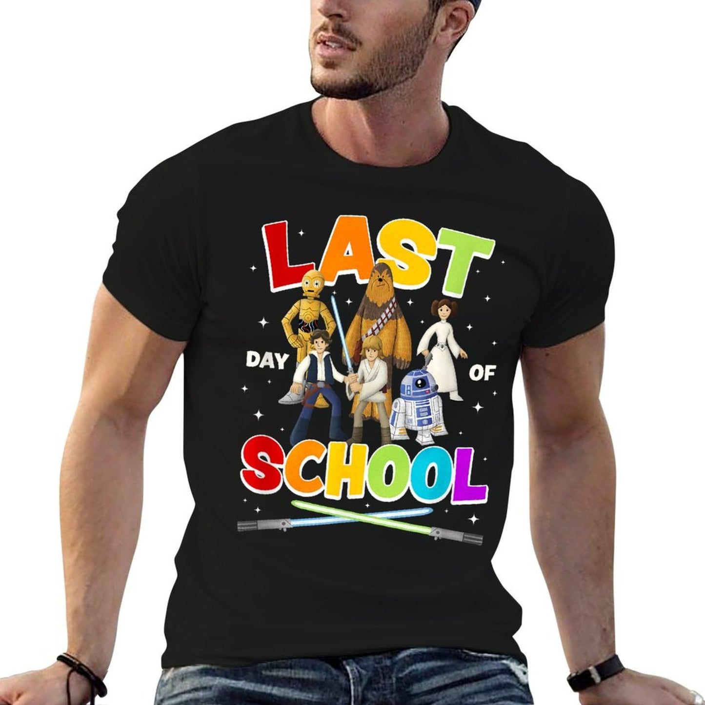 Star Wars Classic Last Day Of School Rainbow Bold Logo  Affordable Price T-Shirt