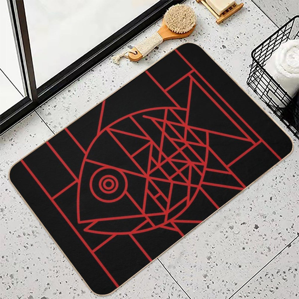 Fish in Red Lines  Eco-Friendly Bath Mat