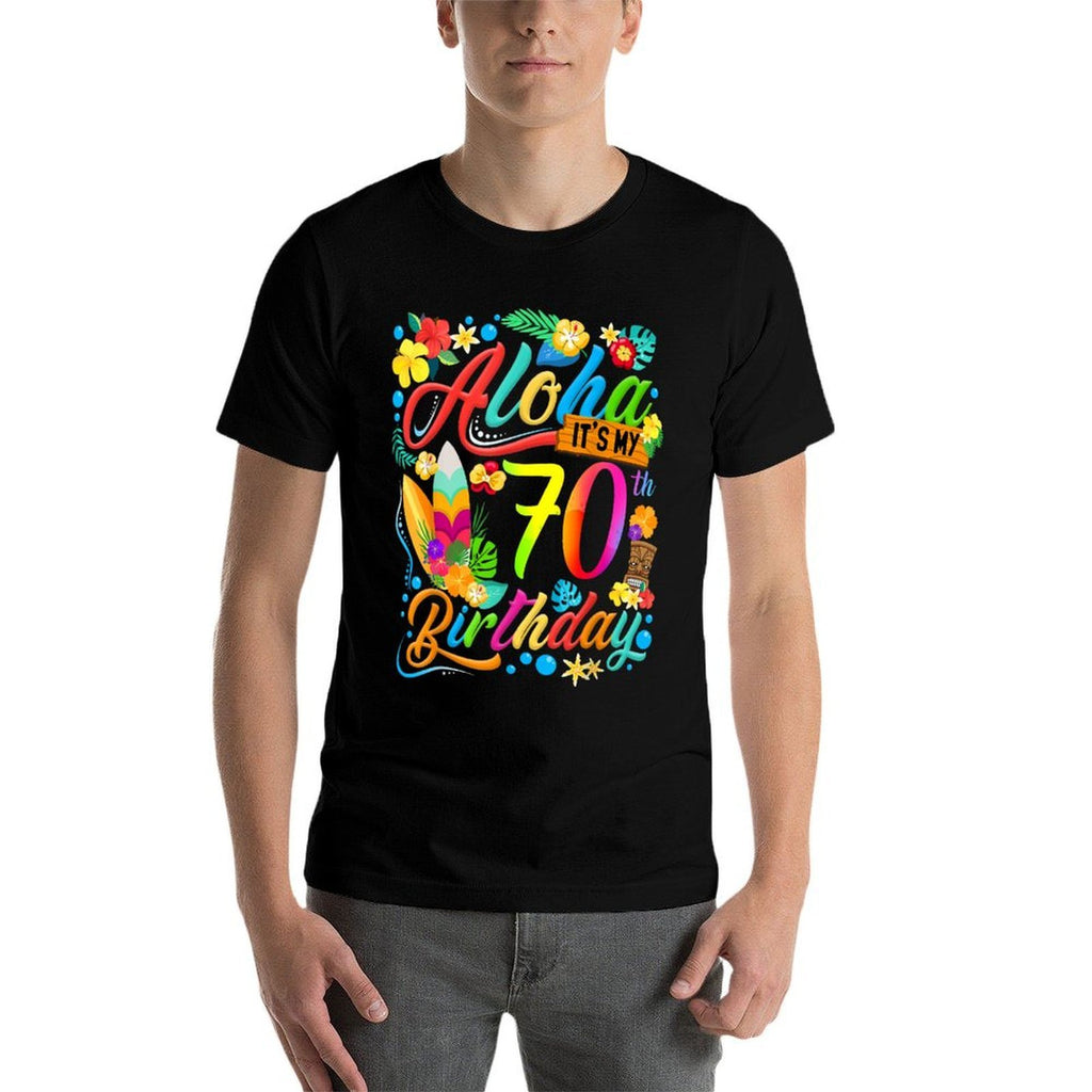 Aloha It's My 70th Birthday Surfing Hawaiian Beach Hibiscus  Trendy Pattern T-Shirt