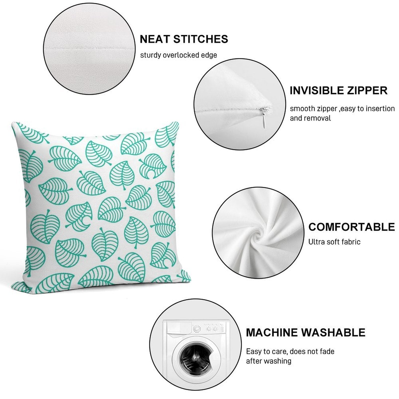 Tanuki Leaf Soft Easy Maintenance Throw Pillow