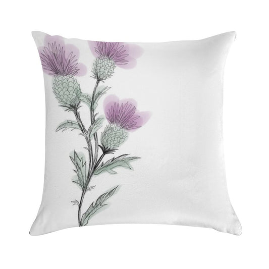 Watercolor Thistle Soft Decorative Cover Throw Pillow