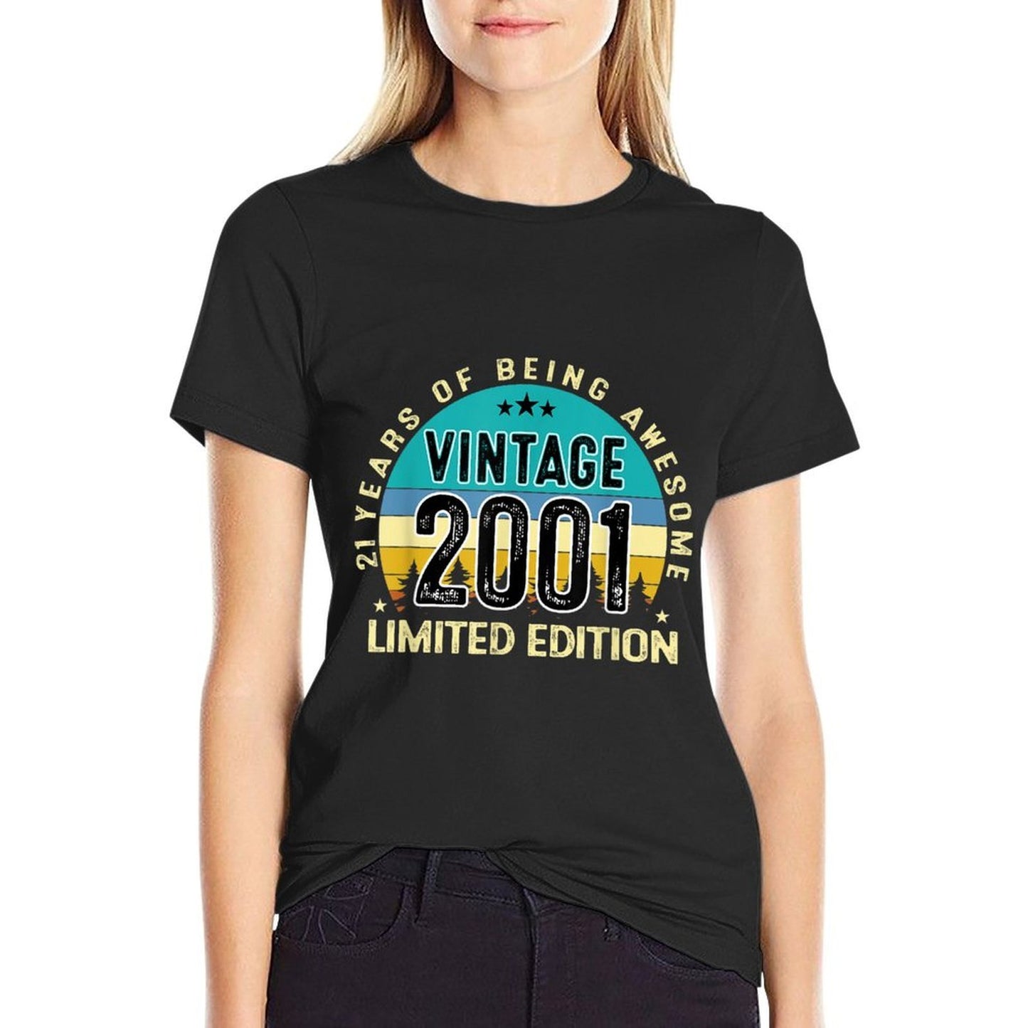 21 Year Old Gifts Vintage 2001 Limited Edition 21st Birthday  Oversized Silhouette T-Shirt