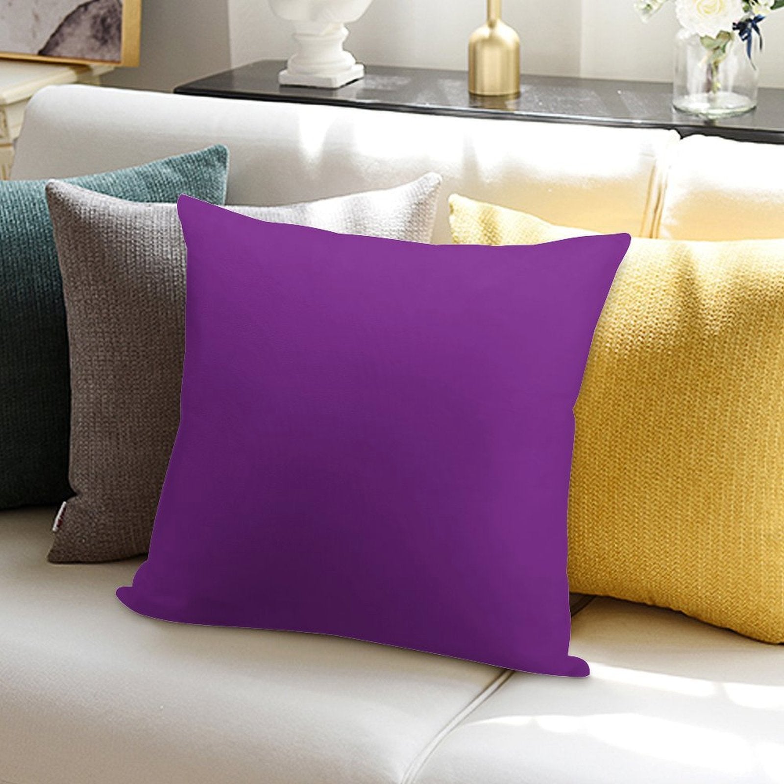 Violet Mauve Purple Solid Color Decor Soft Gift Ready Throw Pillow