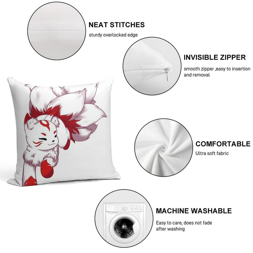 Kitsune Soft Anti-Pilling Throw Pillow