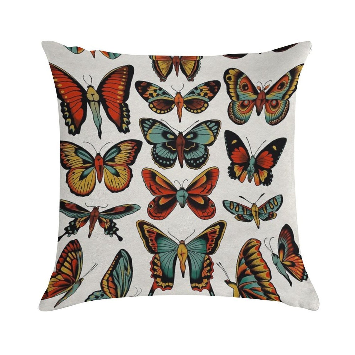 Butterflies Traditional Tattoo Flash Soft Fade-Resistant Throw Pillow