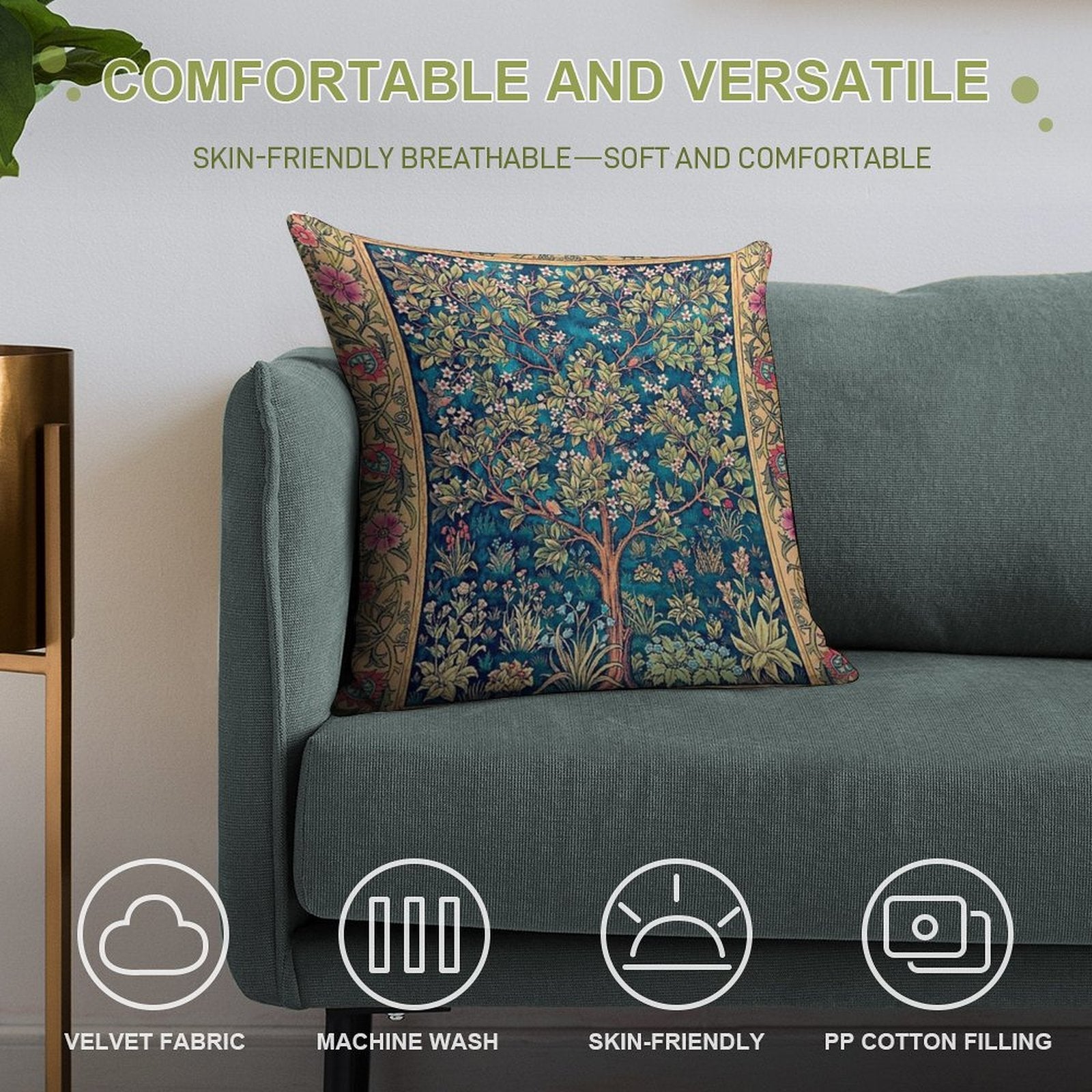 William Morris - Tree of Life, No,3. Soft Multiple Sizes Throw Pillow