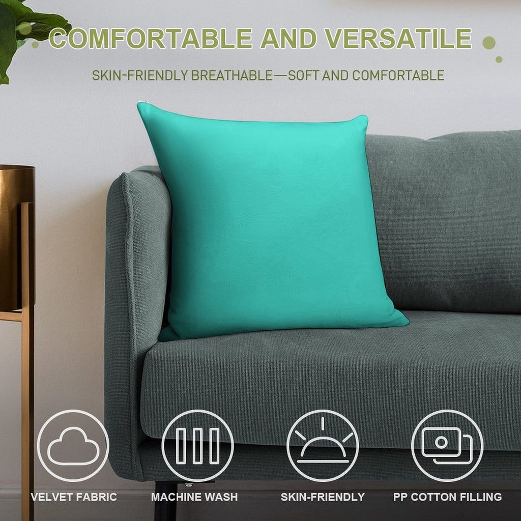 PLAIN TURQUOISE -100 TURQUOISE AND AQUA  AND CYAN SHADES ON OZCUSHIONS ON ALL PRODUCTS Soft Style Accent Throw Pillow