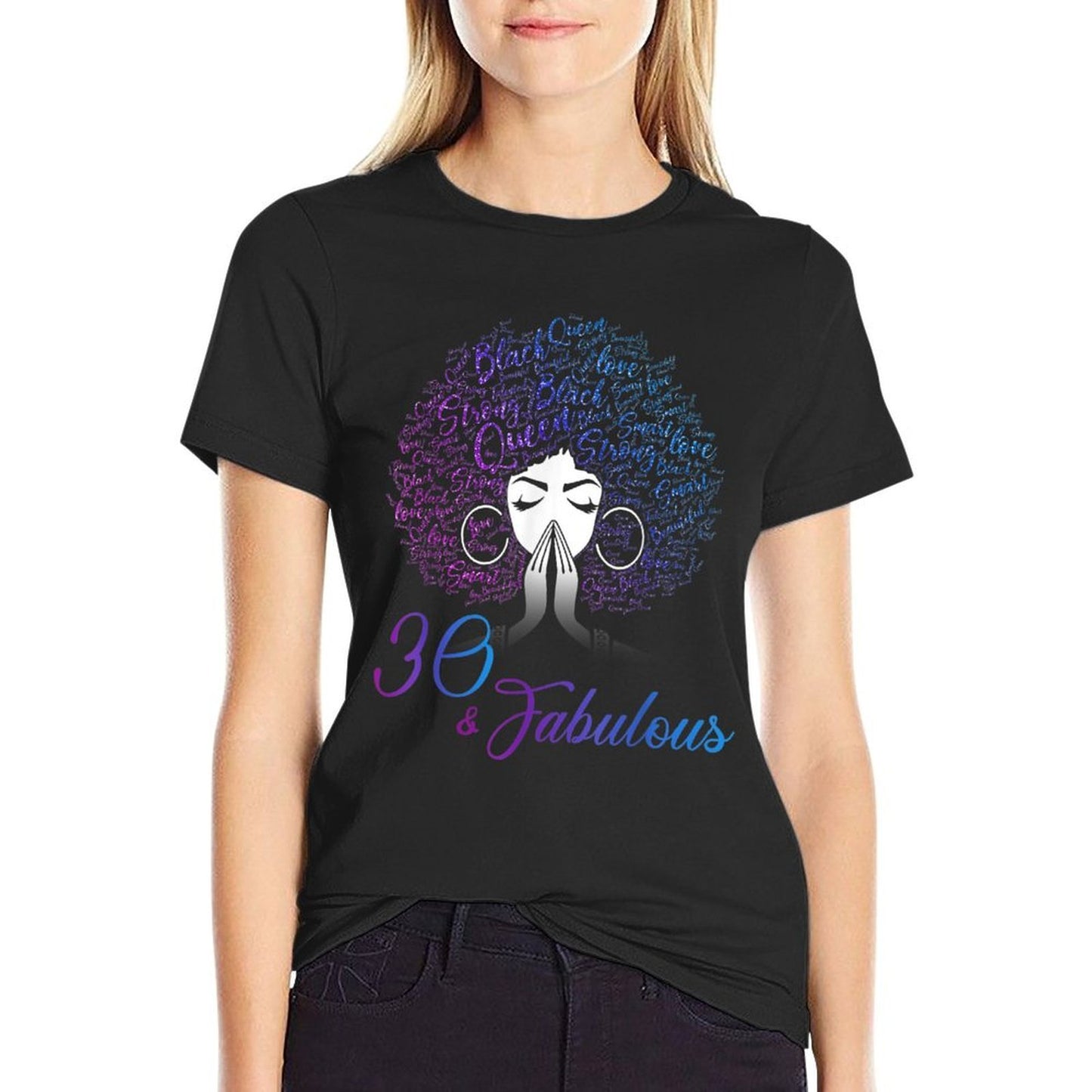 30 & Fabulous Afro Hair Black Women 30th Birthday Gifts  Stretchy T-Shirt