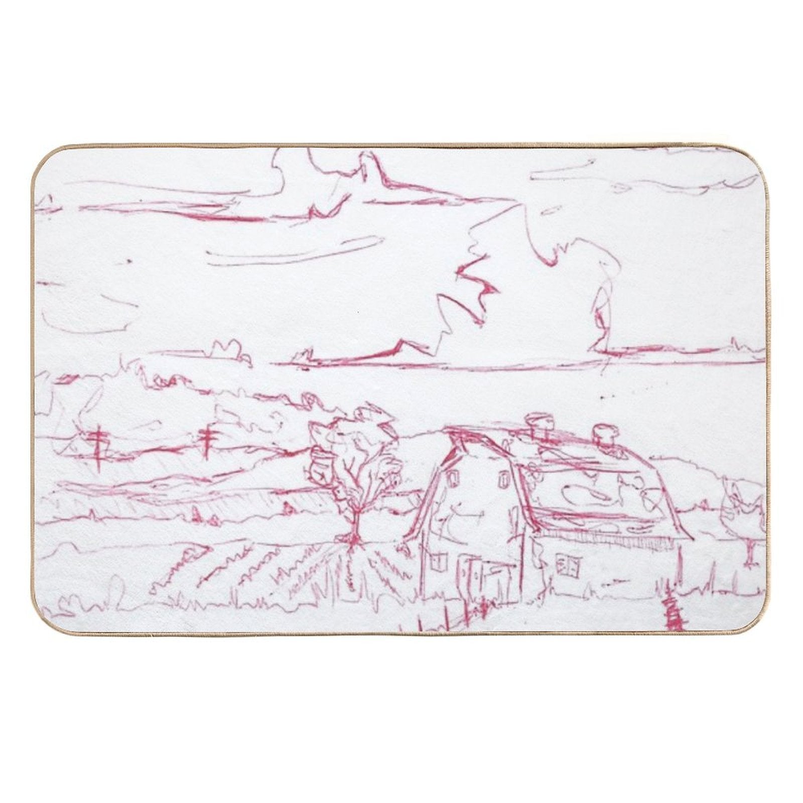 Farm House in Valleys  Non-Slip Bath Mat