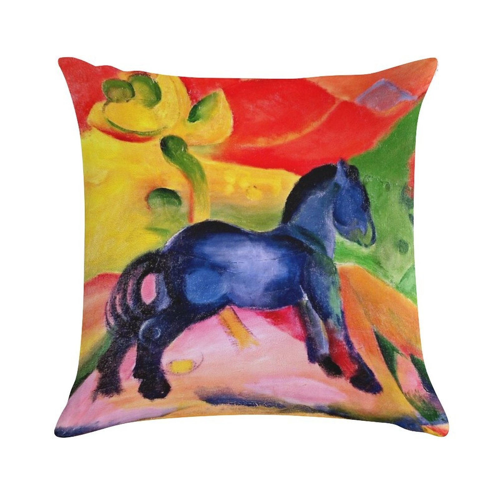 Franz Marc - Little Blue Horse Soft Hidden Zipper Throw Pillow