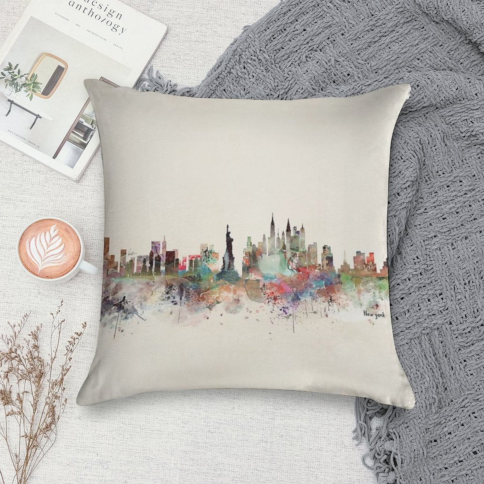 New York City Skyline Soft Luxury Feel Throw Pillow