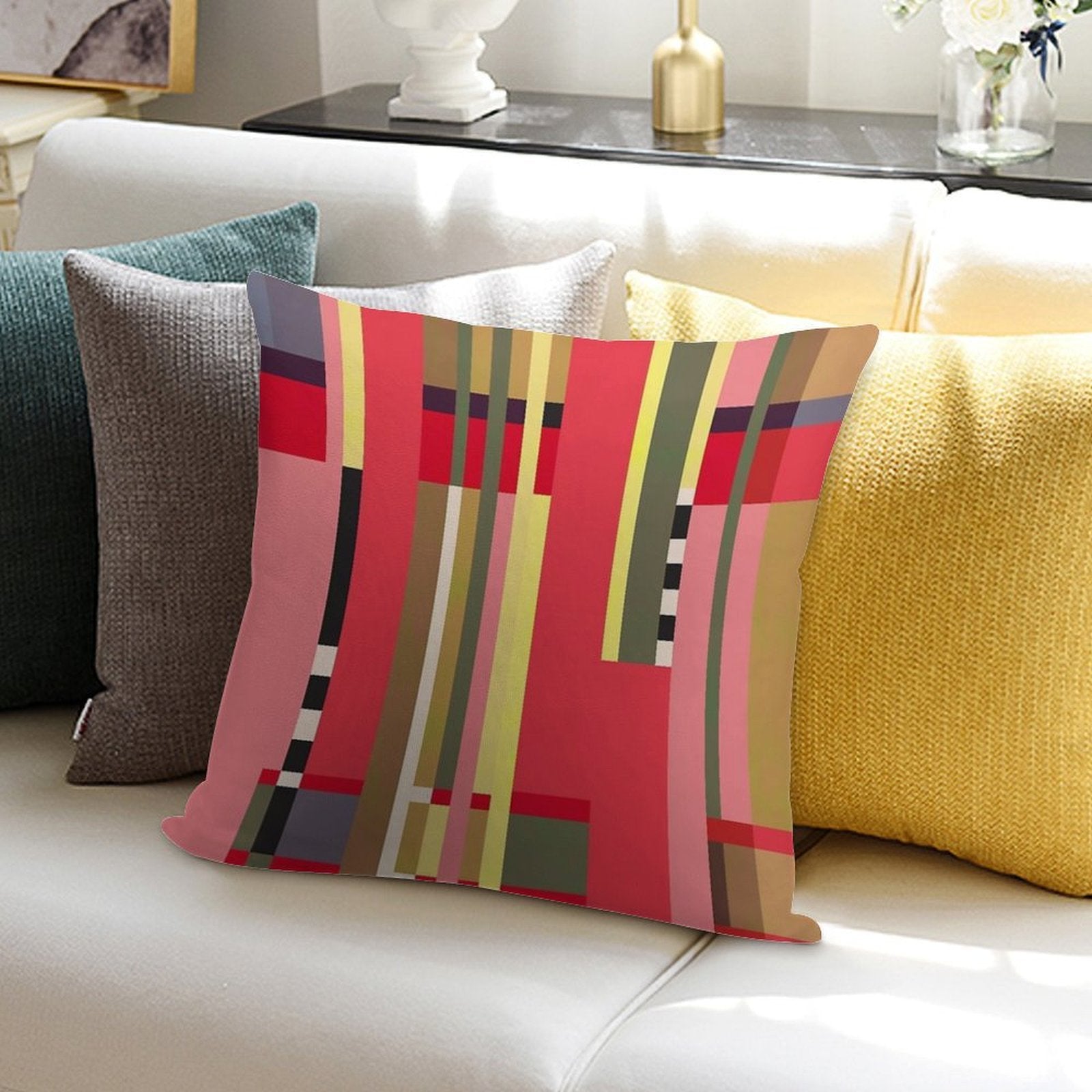 Geometric Design - Bauhaus Inspired Soft Ultra-Soft Texture Throw Pillow