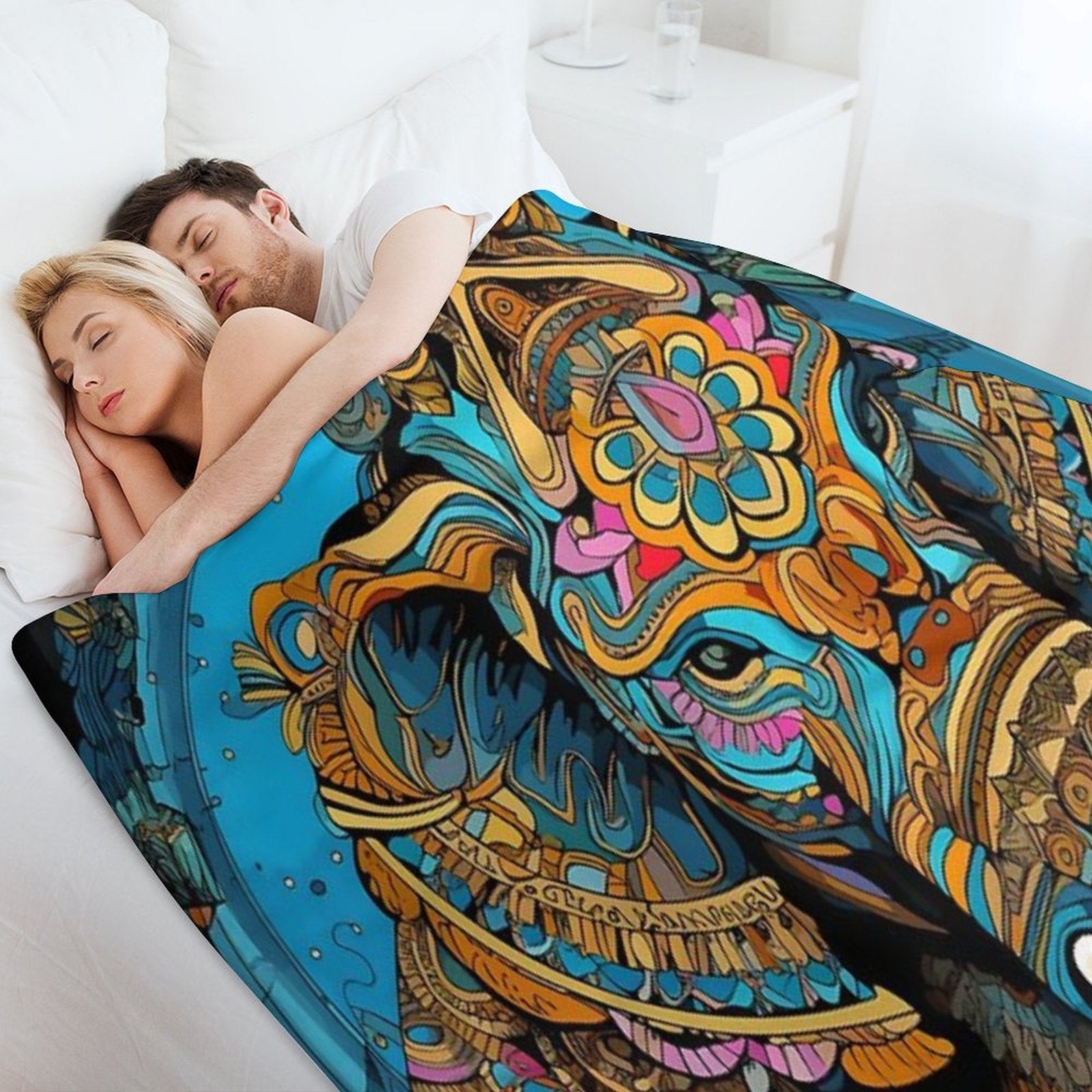 Elephant, Animal Abstract Artwork, Thailand Compact Throw Blanket