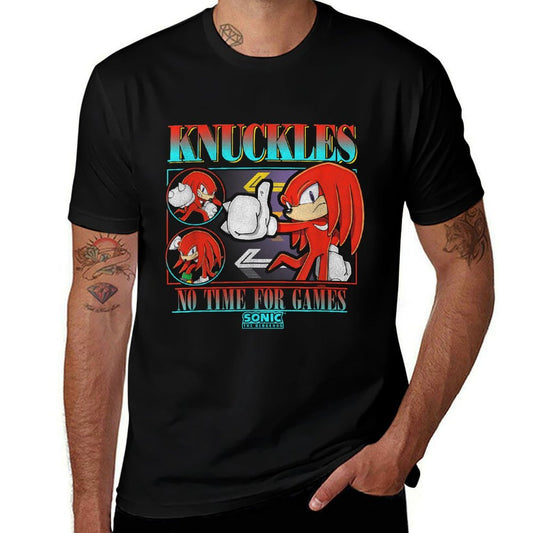 Sonic The Hedgehog Knuckles No Time For Games Vintage  Fade-proof Color T-Shirt