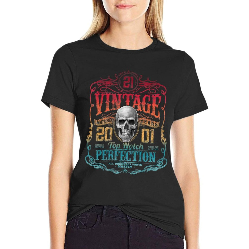 Vintage 2001 Limited Edition 2001 21 Years Old 21st Birthday  Rolled Sleeves T-Shirt