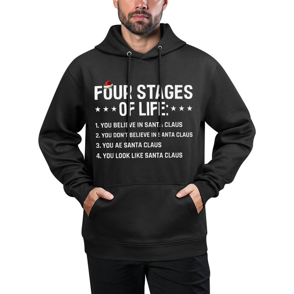 Four Stages of Life Santa Funny Christmas Meme Shape Retention Hoodie