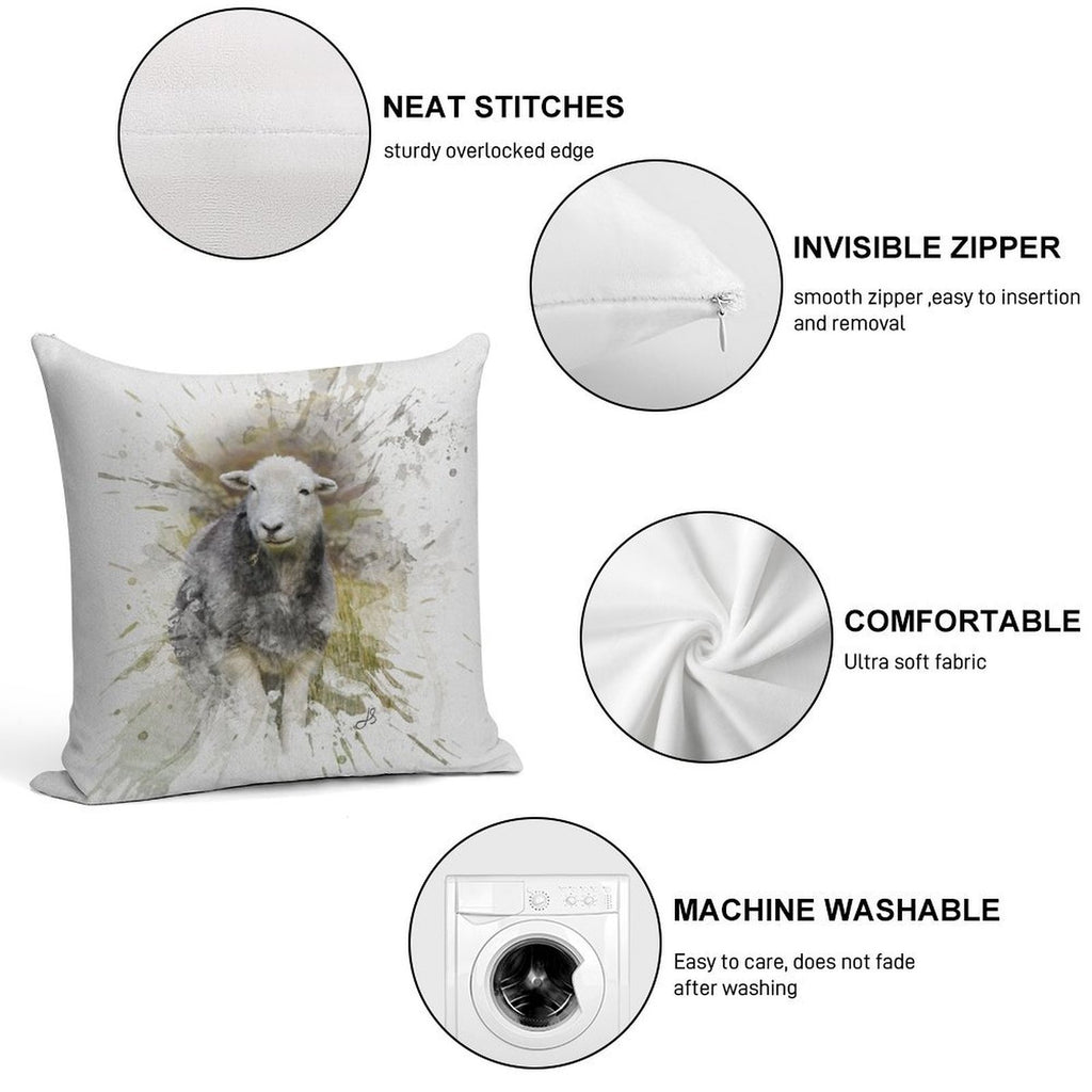 Herdwick Sheep Watercolour Photograph Soft Style Accent Throw Pillow