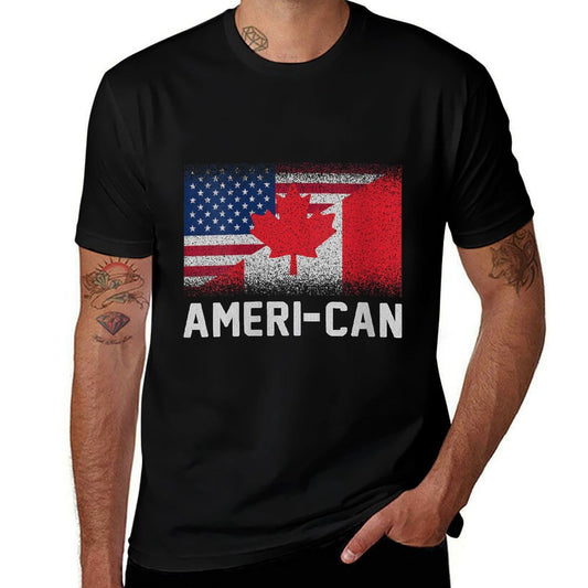 Womens American Canadian 4th of July America Canada Patriotic Comfortable T-Shirt