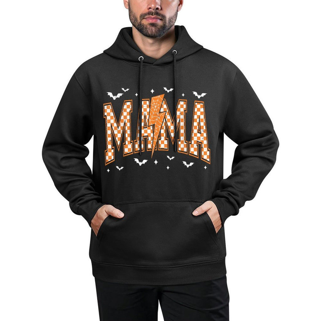 Mama Halloween Costume Spooky Season Women Checkered Bat Colorfast Hoodie