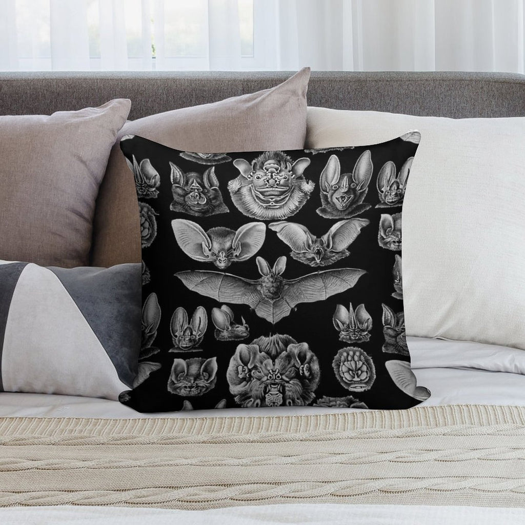 1904 Haeckel Chiroptera Soft Shrink-Resistant Throw Pillow