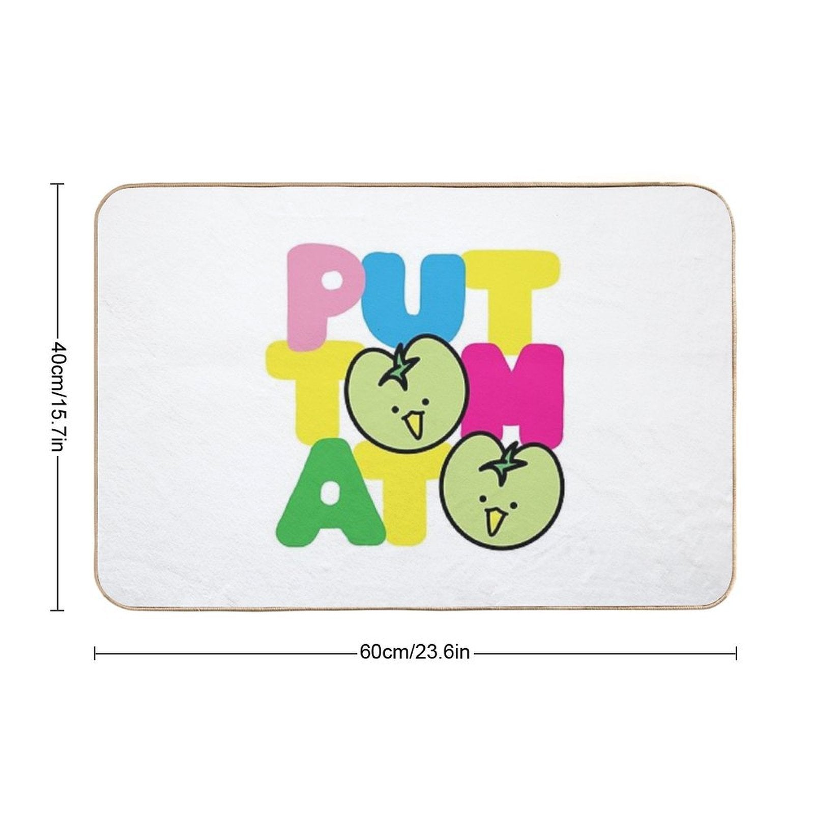 Kawaii Green Tomato Mascot No. 2  Dirt-Trapping Bath Mat