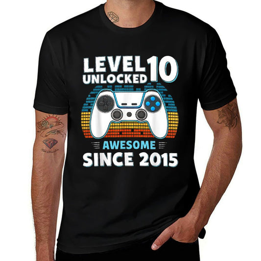 10 Year Old BDay Decorations Son Boy 10yr 2015 10th Birthday  Wrinkle-resistant T-Shirt