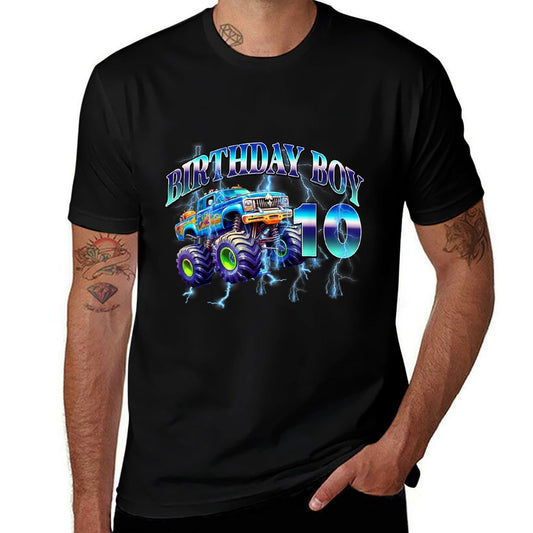 10 Year Old 10th Birthday Boys Monster Truck Car  Eco-friendly Material T-Shirt