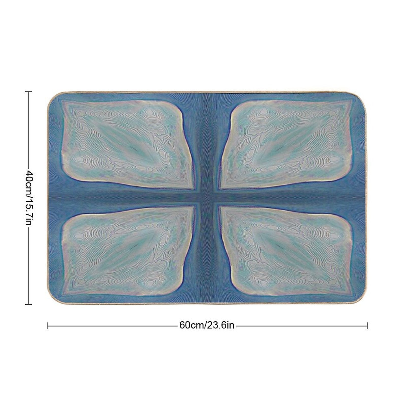4 Bright Leaf Shapes, with Line Texture, Background Blue  Toxin-Free Bath Mat