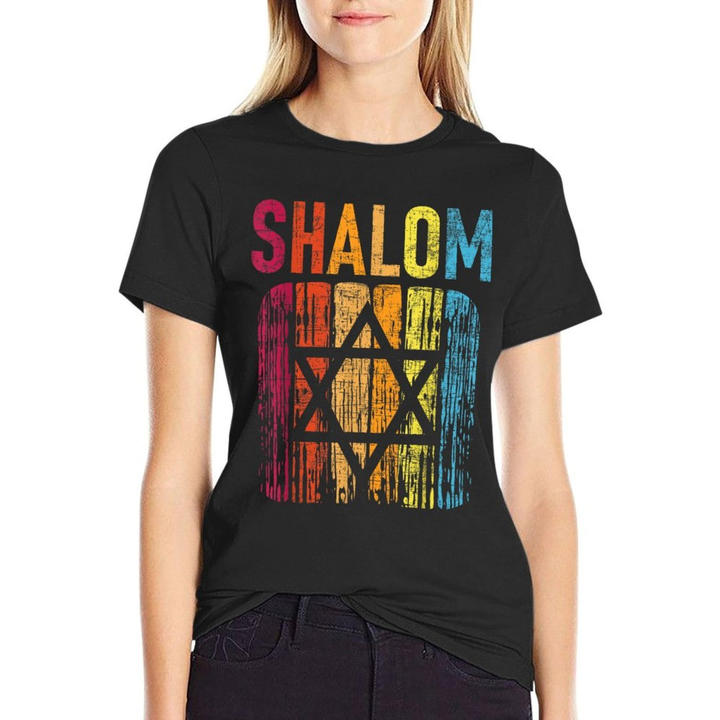 Shalom - Retro Star Of David Jewish Peace Hebrew Israelites  Fade-proof Color T-Shirt