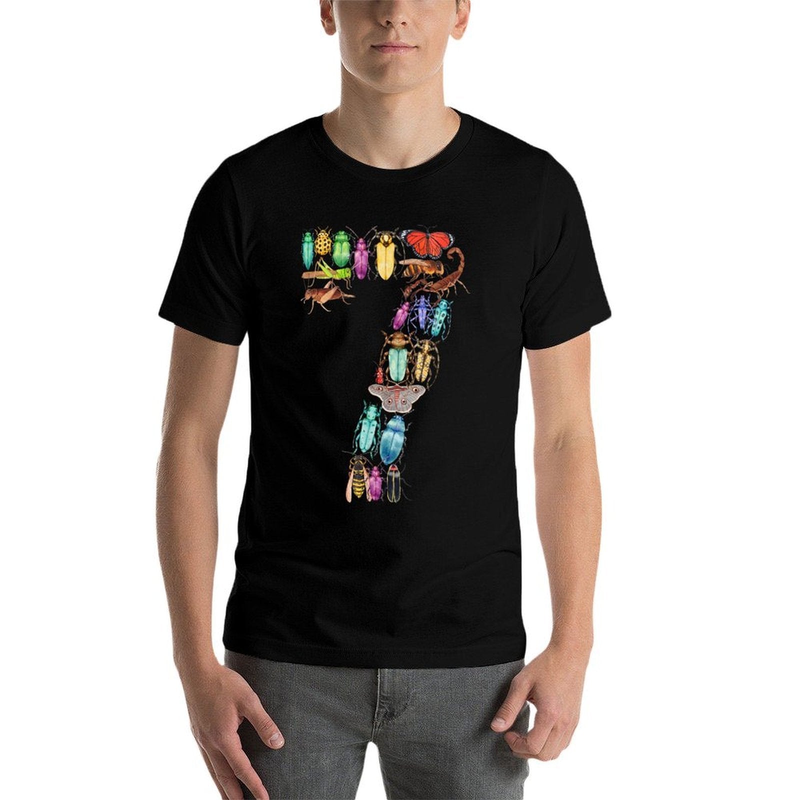 7th Birthday Bugs Insects Beetles Boys Kids 7 Years Old  Durable T-Shirt