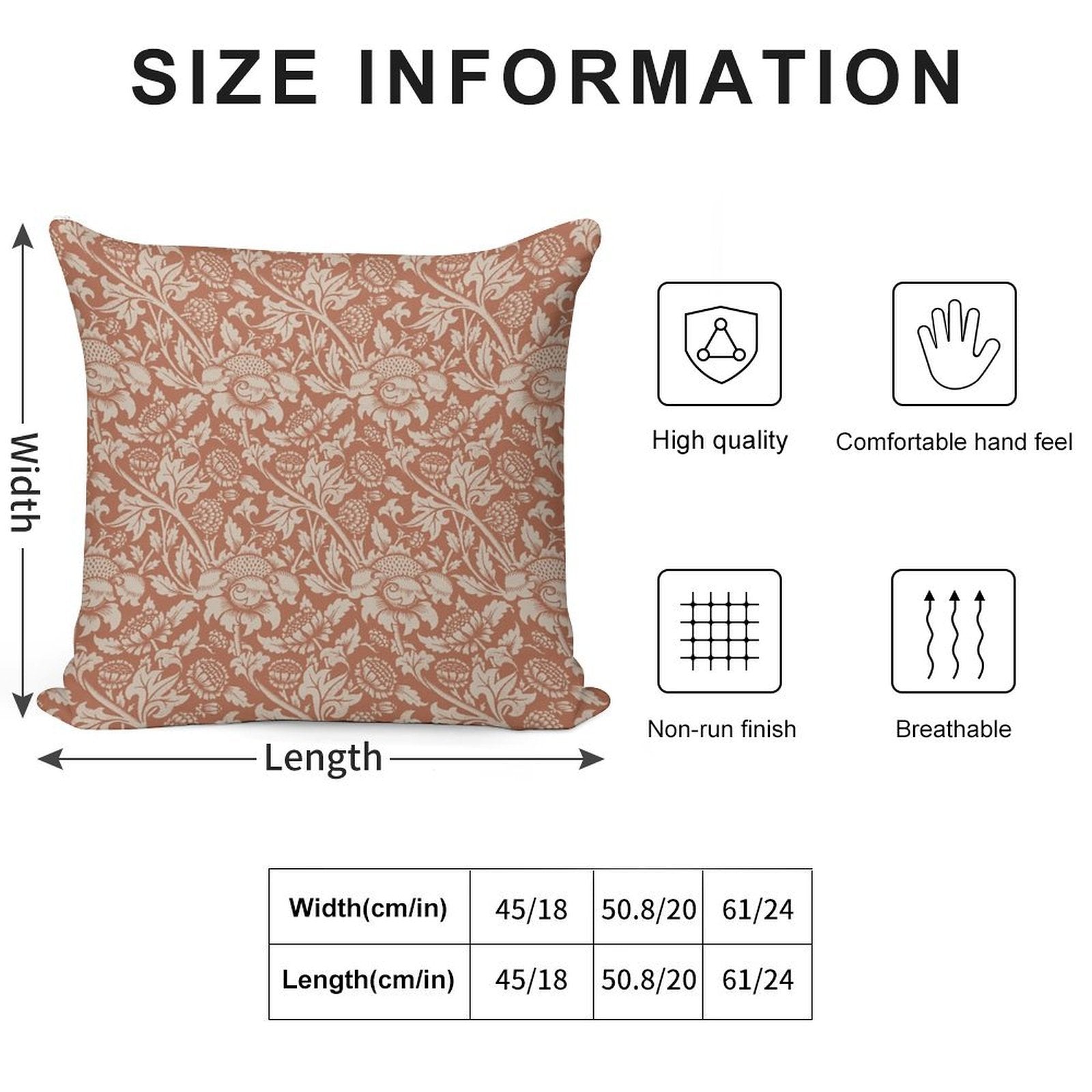 Vintage Floral Rust Soft Style Accent Throw Pillow