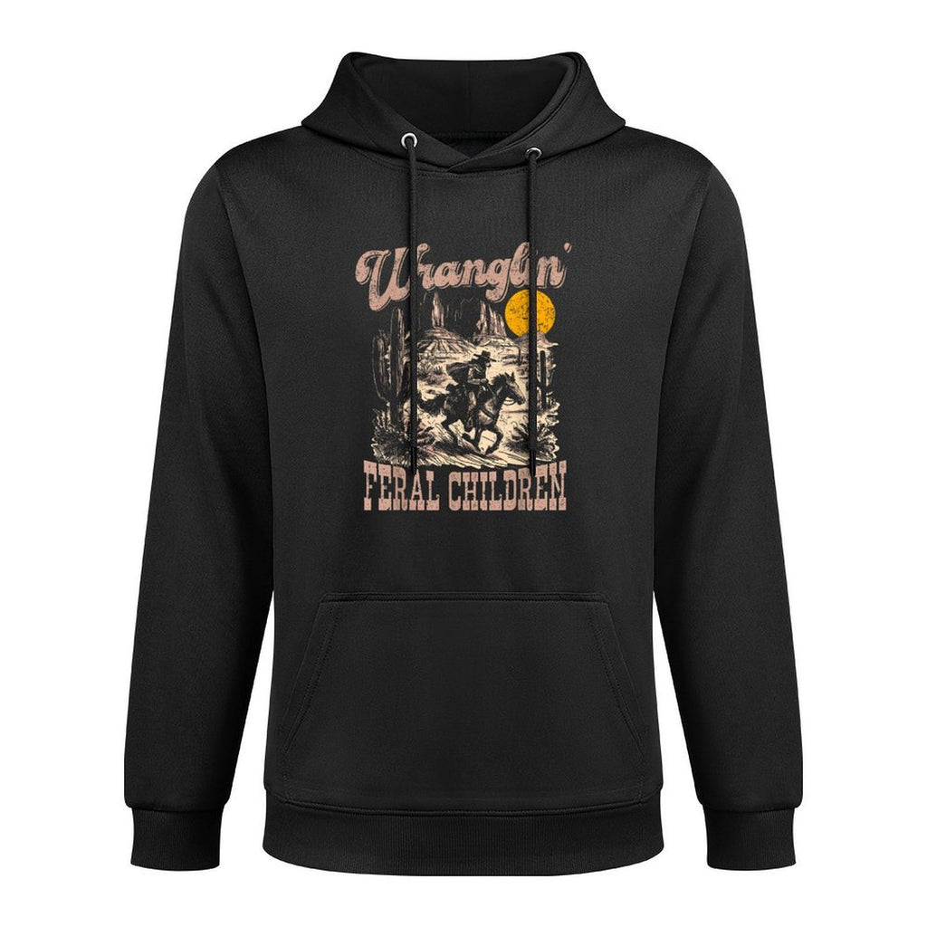 Retro Wranglin&#39; Feral Children Raccoon 90s Western Durable Construction Hoodie