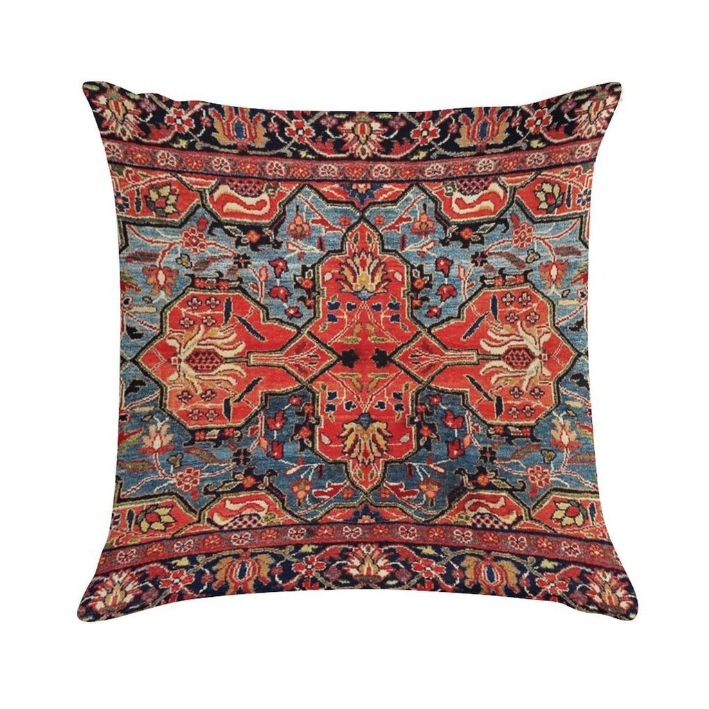 Kashan Poshti Central Persian Rug Print Soft Gift Ready Throw Pillow