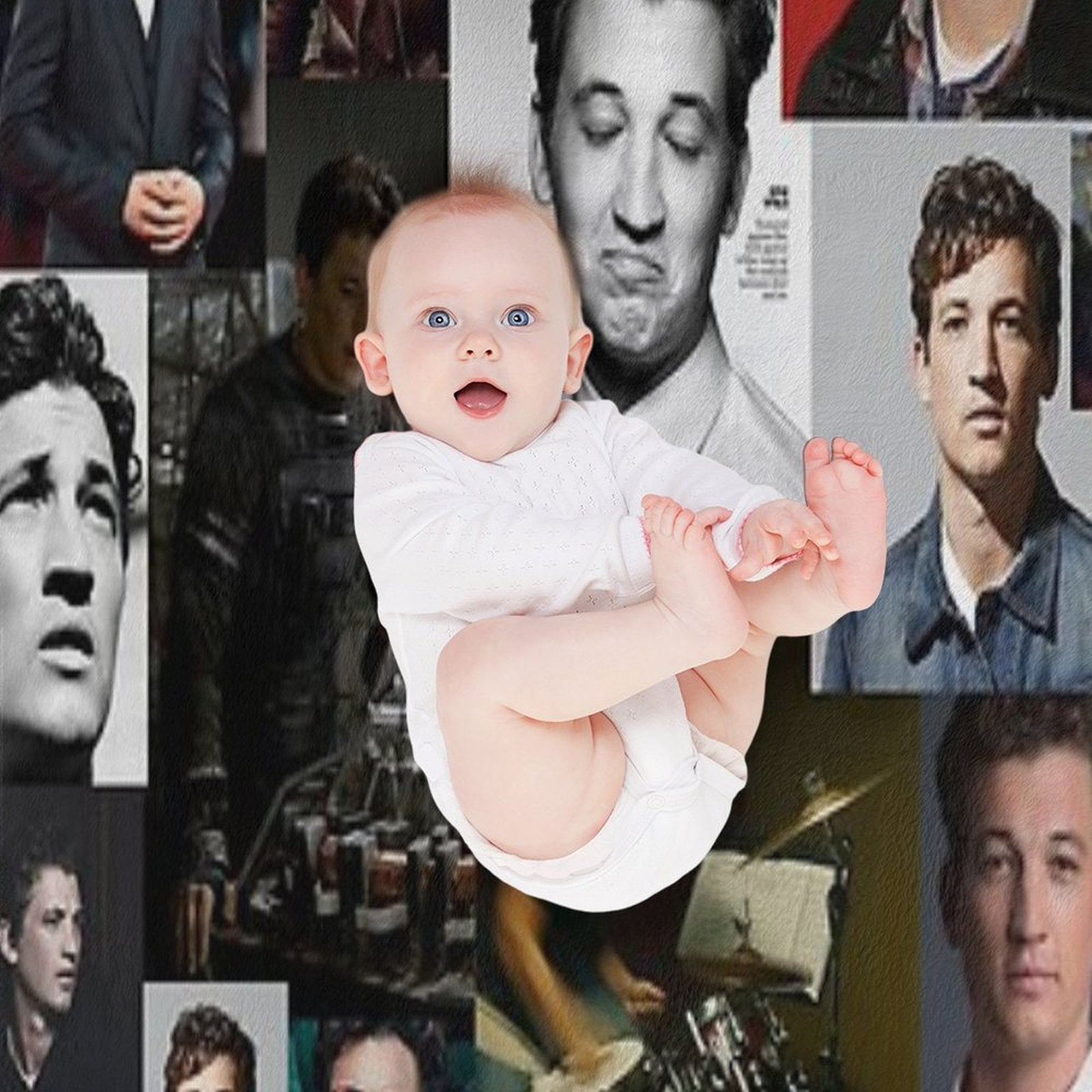 Miles Teller Abstract Square Photos Seamless Collage All-season Throw Blanket