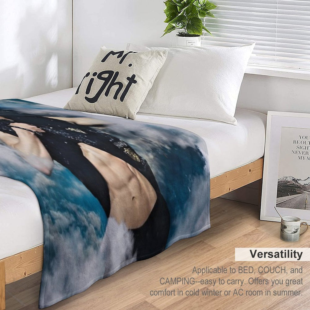 Bang Chan Smiling Cutely While Showing His Abs Versatility Throw Blanket