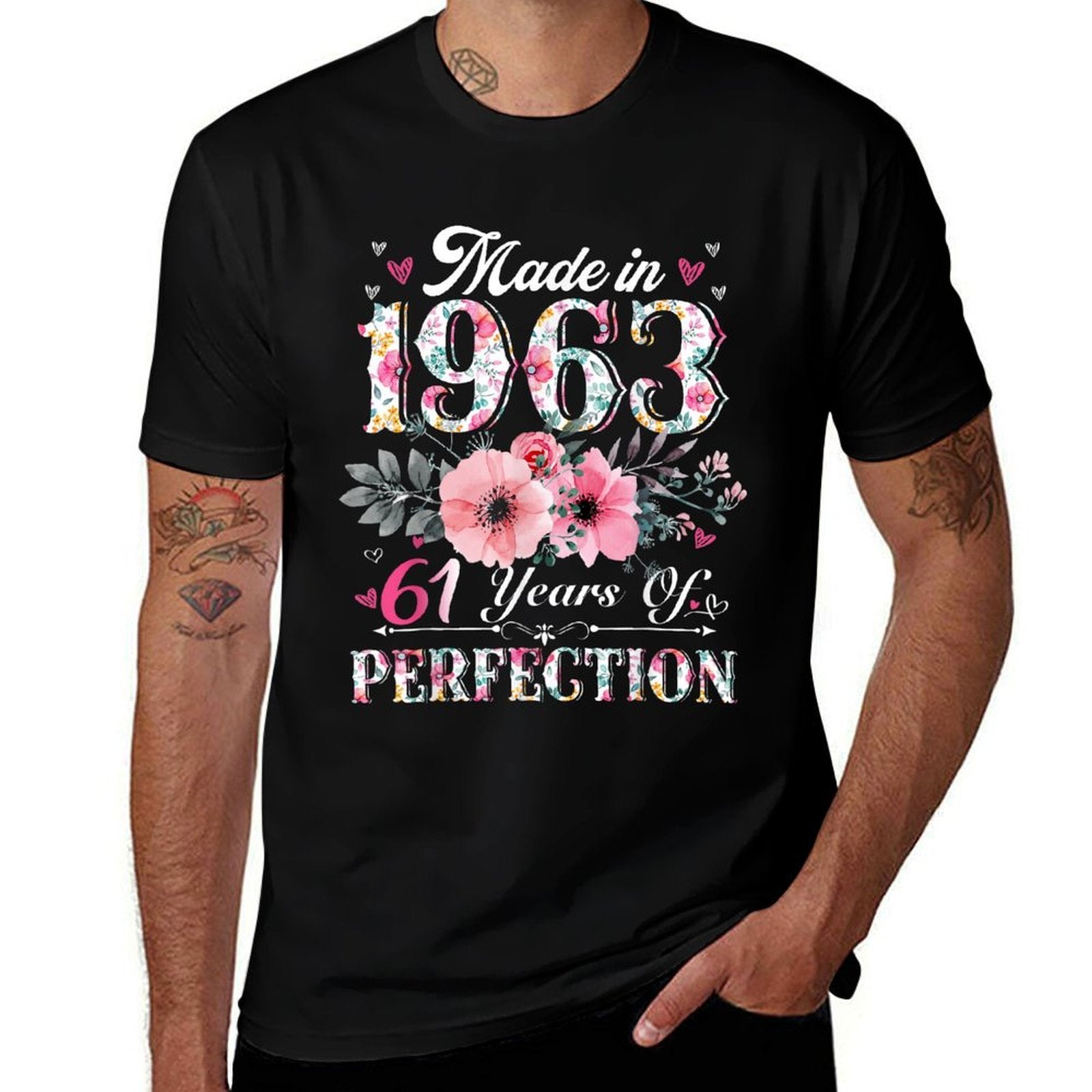 61 Year Old Made In 1963 Floral 61st Birthday Gifts Women  Affordable Price T-Shirt