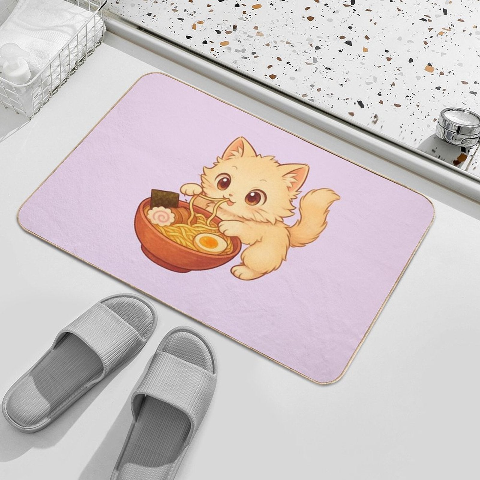Kitty Ramen  Long-Lasting Bath Mat
