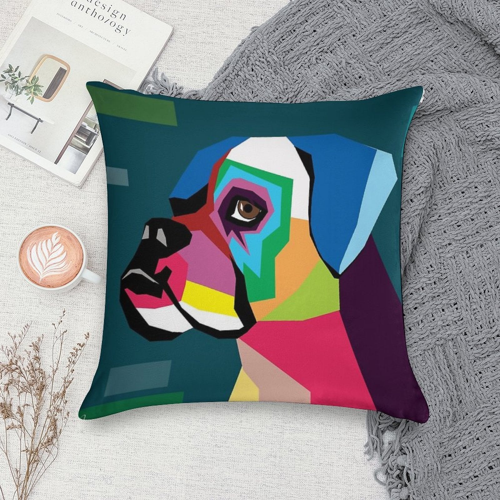 Boxer Soft Short Plush Fabric Throw Pillow