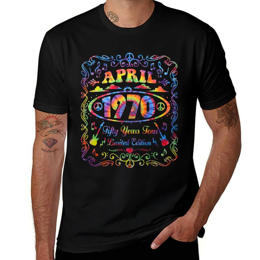 April 1970 50th Birthday Music Festival Lover Hippie Retro Premium  Fade-proof Color T-Shirt